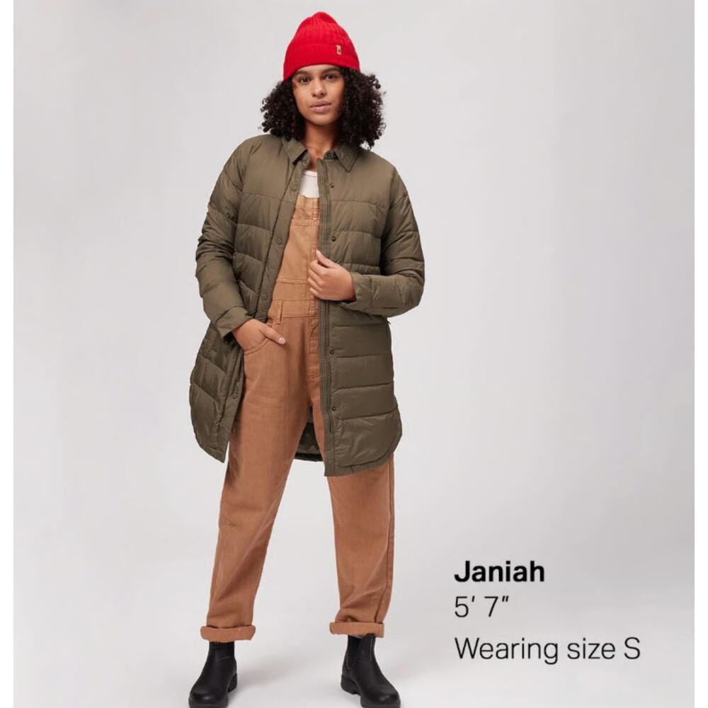 Prana Globe Thistle Down Jacket Women’s Olive Green Long Puffer Coat Size Small